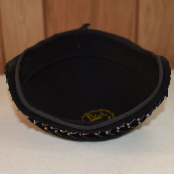 Vintage Biak Black Cocktail Hat Rhinestones Faux Pearls Juliet Cap Made in Italy - Picture 8 of 13